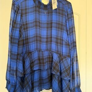 Blue Plaid Women's Blouse